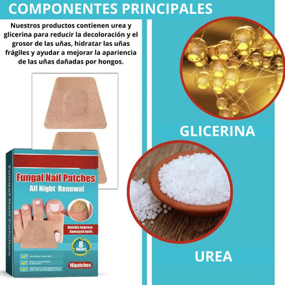 Parches de Renovación Nocturna para Hongos en Uñas (16 Parches)